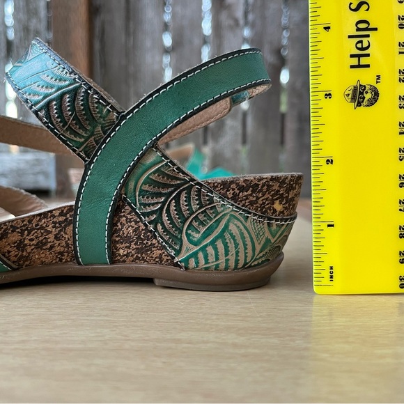 L’ Artiste By Spring Step Quilana Sandals in Turquoise Green Sz 38 EU/ 7.5-8 US - Picture 15 of 16